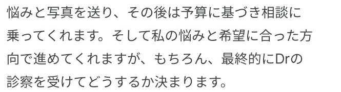 Googleのクチコミより · chanmamさん:希望と予算を相談して、医師の診察へ(原文抜粋)